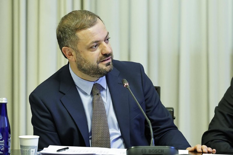 Министр экономики Армении Геворг Папоян на заседании правительства, обсуждает поддержку тепличных хозяйств