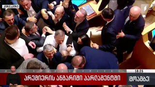 Драка в парламенте Грузии между депутатами во время отчета премьер-министра Кобахидзе