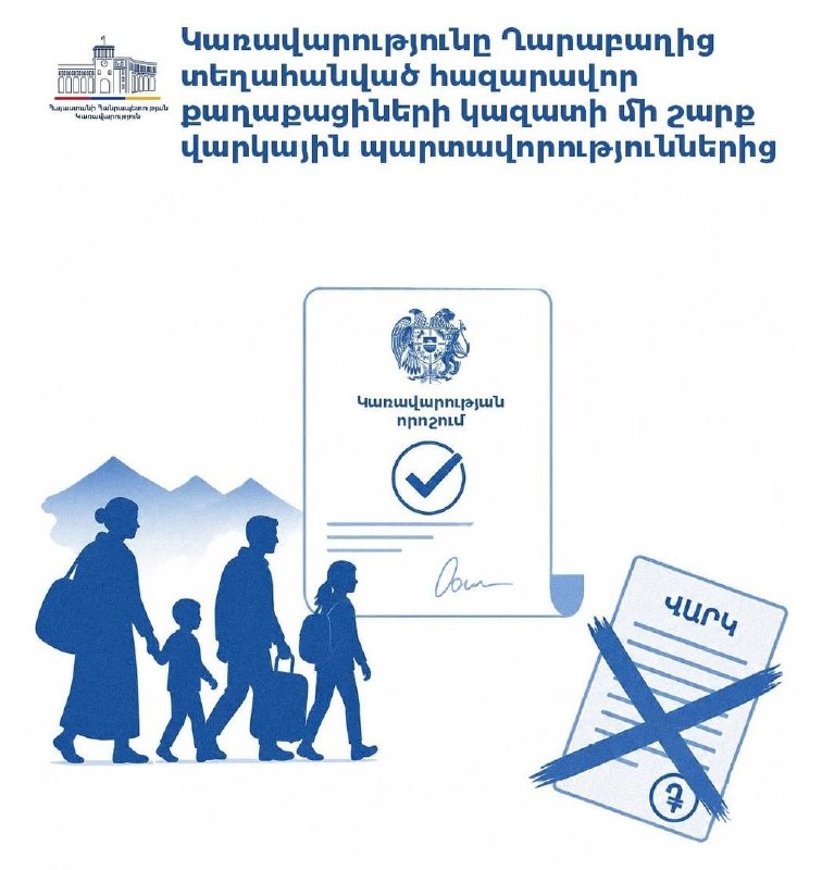 Здание правительства Армении в Ереване, на фоне которого обсуждается решение о списании кредитов для перемещенных лиц из